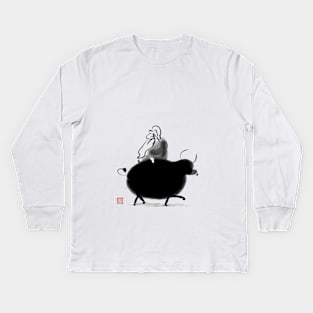 Laozi Riding Ox Kids Long Sleeve T-Shirt